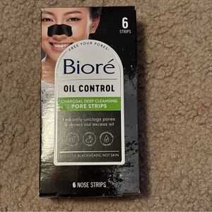Biore charcoal deep cleansing strips oil control.  6 strips.  New in box